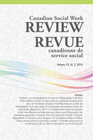 Couverture de Volume 33, numéro 2, 2016, p. 161-334, Canadian Social Work Review / Revue canadienne de service social