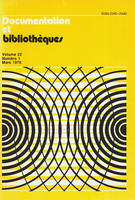 Couverture de Volume 22, numéro 1, mars 1976, p. 3-51, Documentation et bibliothèques