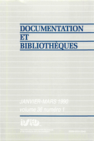 Couverture de Volume 36, numéro 1, janvier–mars 1990, p. 3-39, Documentation et bibliothèques