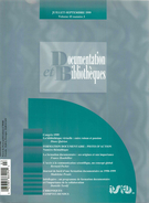 Couverture de Formation documentaire : pistes d’action, Volume 45, numéro 3, juillet–septembre 1999, p. 95-131, Documentation et bibliothèques