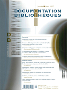 Couverture de Volume 53, numéro 1, janvier–mars 2007, p. 3-59, Documentation et bibliothèques