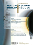Couverture de Volume 55, numéro 3, juillet–septembre 2009, p. 103-148, Documentation et bibliothèques