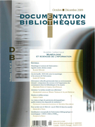 Couverture de Muséologie et sciences de l’information, Volume 55, numéro 4, octobre–décembre 2009, p. 151-220, Documentation et bibliothèques