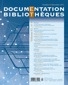 Couverture de Volume 61, numéro 4, octobre–décembre 2015, p. 135-198, Documentation et bibliothèques