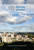 Couverture de Volume 14, numéro 1, 2014, p. 3-136, Diversité urbaine