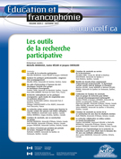 Couverture de Les outils de la recherche participative, Volume 35, numéro 2, automne 2007, p. 1-250, Éducation et francophonie