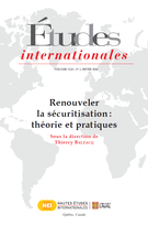 Couverture de Renouveler la sécuritisation : théorie et pratiques, Volume 49, numéro 1, hiver 2018, p. 7-215, Études internationales