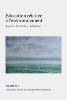 Couverture du numéro 'L'éducation relative aux changements climatiques' de la revue 'Éducation relative à l'environnement'