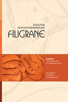 Couverture de Psychanalyse et temporalités II, Volume 22, numéro 2, automne 2013, p. 7-117, Filigrane
