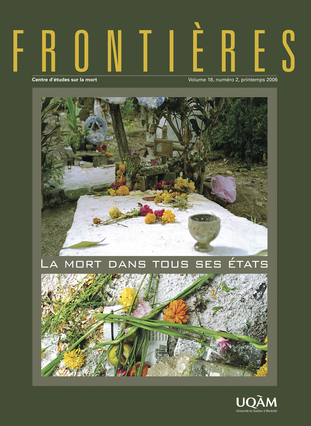 Couverture de La mort dans tous ses états, Volume 18, numéro 2, printemps 2006, p. 3-88, Frontières