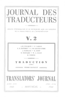 Couverture de Volume 5, numéro 2, 2e trimestre 1960, p. 39-72, Journal des traducteurs / Translators' Journal