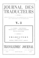 Couverture de Volume 5, numéro 3, 3e trimestre 1960, p. 73-108, Journal des traducteurs / Translators' Journal