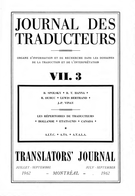 Couverture de Volume 7, numéro 3, 3e trimestre 1962, p. 75-108, Journal des traducteurs / Translators' Journal