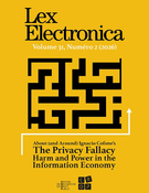 Couverture du numéro 'About (and Around) Ignacio Cofone’s The Privacy Fallacy. Harm and power in the information economy' de la revue 'Lex Electronica'