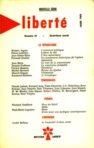 Couverture de Le séparatisme, Volume 4, numéro 21, mars 1962, p. 66-189, Liberté
