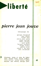 Couverture de Pierre Jean Jouve, Volume 9, numéro 1 (49), janvier–février 1967, p. 2-86, Liberté