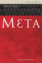 Couverture de Volume 57, numéro 3, septembre 2012, p. 541-842, Meta