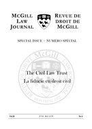 Couverture de The Civil Law Trust, Volume 58, numéro 4, june 2013, p. 793-1104, McGill Law Journal / Revue de droit de McGill