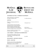Couverture de Volume 59, numéro 3, march 2014, p. 481-771, McGill Law Journal / Revue de droit de McGill