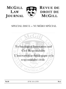 Couverture de Technological Innovation and Civil Responsibility, Volume 59, numéro 4, june 2014, p. 773-1027, McGill Law Journal / Revue de droit de McGill