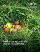 Couverture du numéro 'Écodramaturgies : Québec, France, francophonie (vol. 2)' de la revue 'Percées'