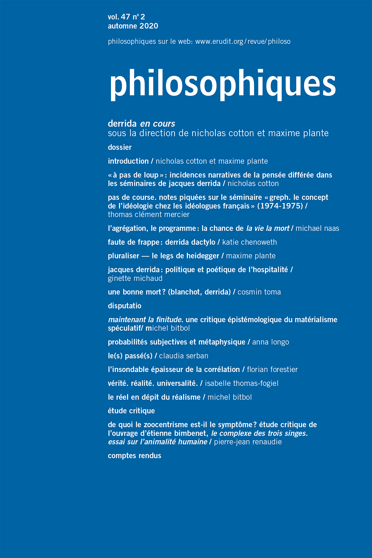 Introduction Derrida En Cours Philosophiques Erudit