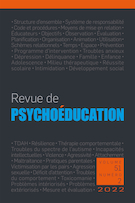 Couverture du numéro 'Volume 51, numéro 2, 2022' de la revue 'Revue de psychoéducation'
