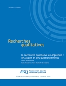 Couverture de La recherche qualitative en Argentine : des acquis et des questionnements, Volume 31, numéro 3, décembre 2012, p. 1-187, Recherches qualitatives