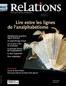 Couverture de Lire entre les lignes de l’analphabétisme, Numéro 767, septembre 2013, p. 3-42, Relations