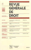 Couverture de Volume 27, numéro 1, mars 1996, p. 5-120, Revue générale de droit