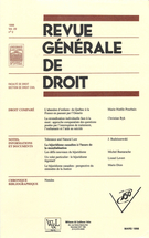 Couverture de Volume 29, numéro 2, mars 1998, p. 133-262, Revue générale de droit