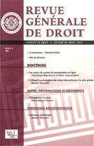 Couverture de Volume 33, numéro 3, 2003, p. 369-525, Revue générale de droit