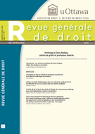 Couverture du numéro 'Hommage à Denis Nadeau, arbitre de griefs et professeur émérite' de la revue 'Revue générale de droit'