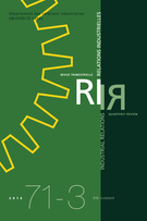 Couverture de Volume 71, numéro 3, été 2016, p. 391-583, Relations industrielles / Industrial Relations