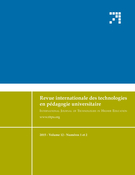 Couverture de Volume 12, numéro 1-2, 2015, p. 7-158, Revue internationale des technologies en pédagogie universitaire / International Journal of Technologies in Higher Education