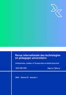 Couverture du numéro 'Volume 23, numéro 1, 2026' de la revue 'Revue internationale des technologies en pédagogie universitaire / International Journal of Technologies in Higher Education'