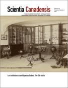 Couverture du numéro 'Les institutions scientifiques au Québec, 19e-20e siècle' de la revue 'Scientia Canadensis'