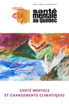 Couverture du numéro 'Santé mentale et changements climatiques' de la revue 'Santé mentale au Québec'